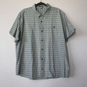 Toad & Co XLarge Blue Gray Stripe Short Sleeve‎ Button Up Shirt